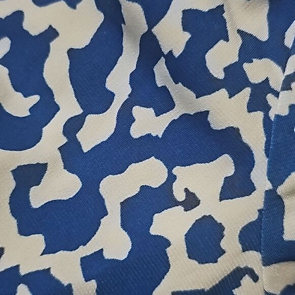 CHRISTOPHER & BANKS Blue White Printed Midi Ruched Waist Dress - Size XL - Picture 3 of 12